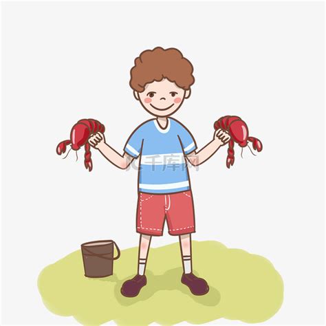 夏天沙滩边抓小龙虾玩耍素材图片免费下载-千库网