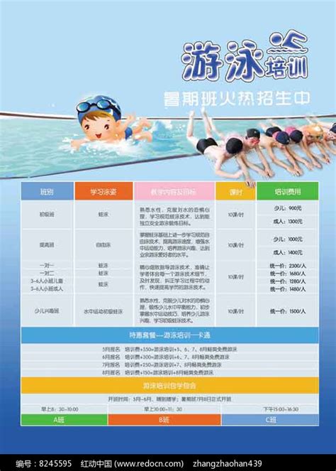 游泳培训海报设计图片下载_红动中国