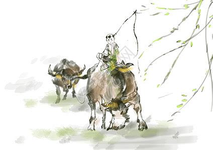 国潮中国风春天清明牧童与牛插画图片下载-正版图片401901434-摄图网
