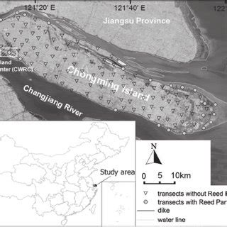 Location of Chongxi Wetland Research Centre, transects with and without ...