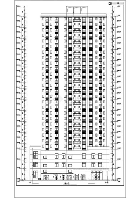 许昌市某小区1.4万平米27层框剪结构商住楼平立剖面设计CAD图纸_居住建筑_土木在线