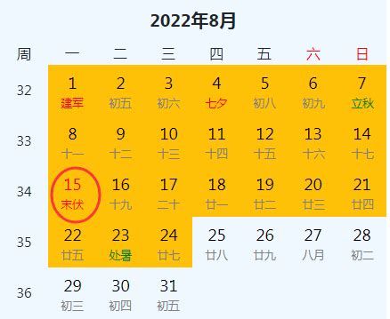 2022年三伏天时间表图片 今年三伏天的起止时间表日历查询 - 热点 - 五六百科