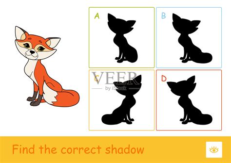 找到正确的影子测验学习儿童游戏与简单的插图一只狐狸和四个剪影插画图片素材_ID:373877933-Veer图库