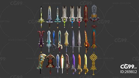 狂战士巨剑 双手剑 魔剑 幻化长剑 圣剑 恶魔剑 骑士剑-cg模型免费下载-CG99