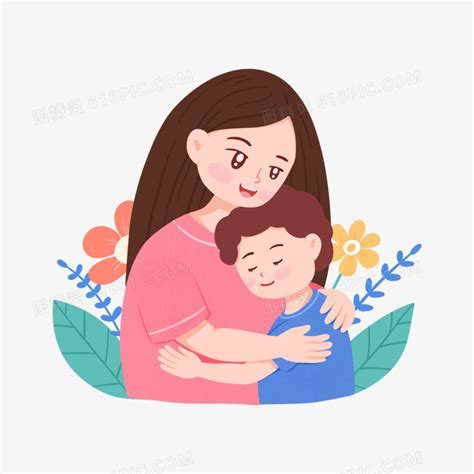 卡通母子拥抱拥抱免抠元素图片免费下载_PNG素材_编号vo9i0gxn4_图精灵