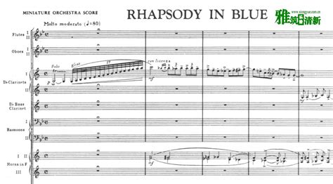 格什温 蓝色狂想曲单簧管四重奏谱 Rhapsody in Blue