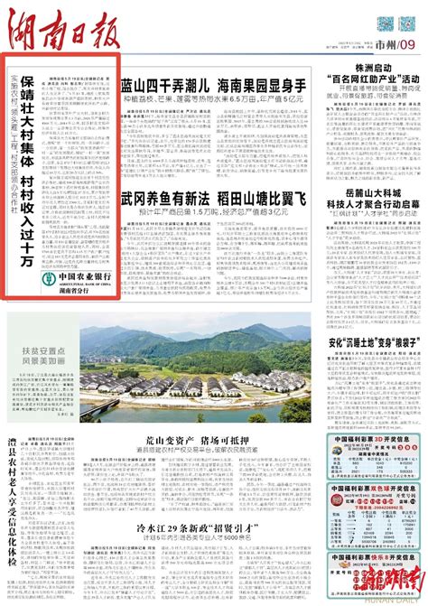 湖南日报版面头条丨保靖壮大村集体 村村收入过十万 - 湘西 - 新湖南