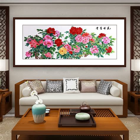 新中式现代简约客厅装饰画手绘黑白荷花中国壁画玄关走廊过道挂画-美间设计