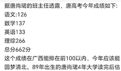 唐尚珺第 15 次高考成绩为 594 分：会去读大学 , 大概率填师范类-玉林都市网