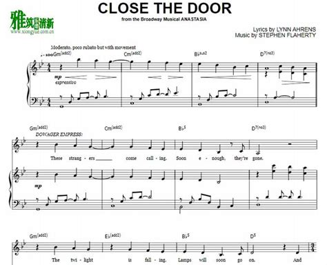 真假公主Anastasia - Close The Door 钢琴伴奏谱