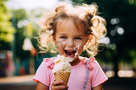吃冰淇淋的小女孩高清图片下载-正版图片600541240-摄图网