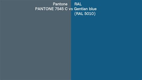 Pantone 7545 C vs RAL Gentian blue (RAL 5010) side by side comparison