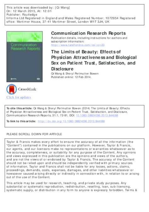(PDF) The Limits of Beauty: Effects of Physician Attractiveness and ...