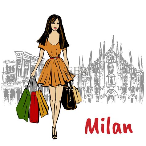 女人在米兰插画图片素材_ID:361433838-Veer图库