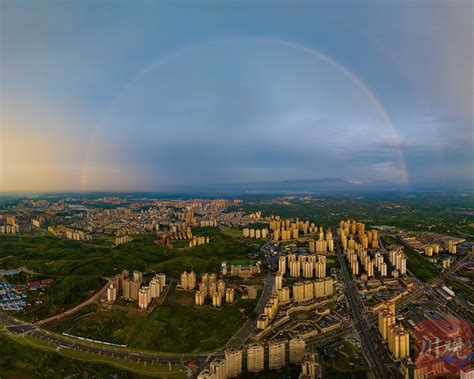 广安：雨后现双彩虹，城市美如画卷_四川在线