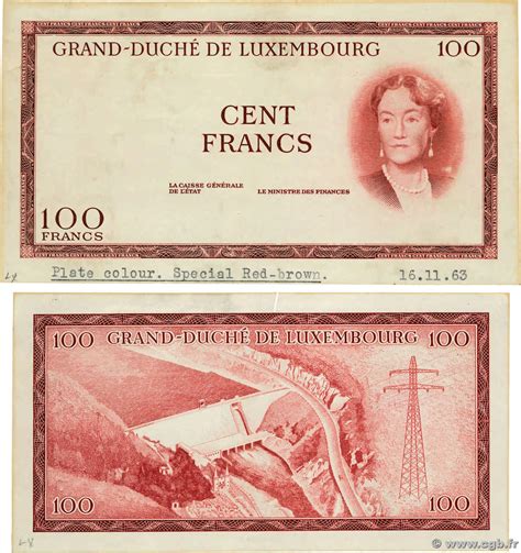 100 Francs Épreuve LUXEMBOURG 1963 P.52e 4520466 Billets