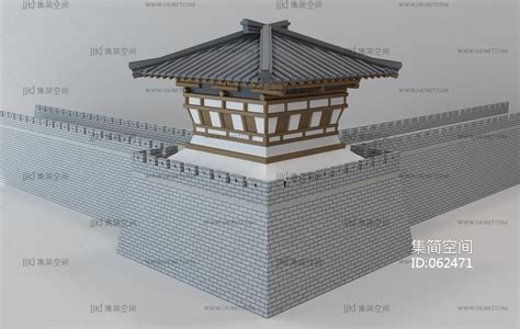 中式古建城门楼城墙3d模型下载-【集简空间】「每日更新」