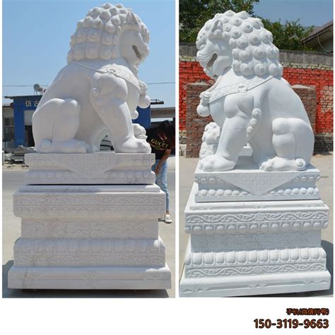 汉白玉狮子小型镇宅狮石雕雕塑_厂家图片价格-玉海雕塑