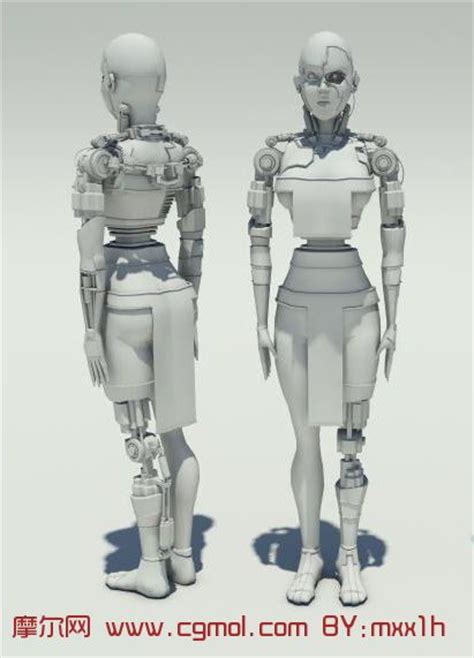 高精度女机器人3D模型_科幻角色模型下载-摩尔网CGMOL