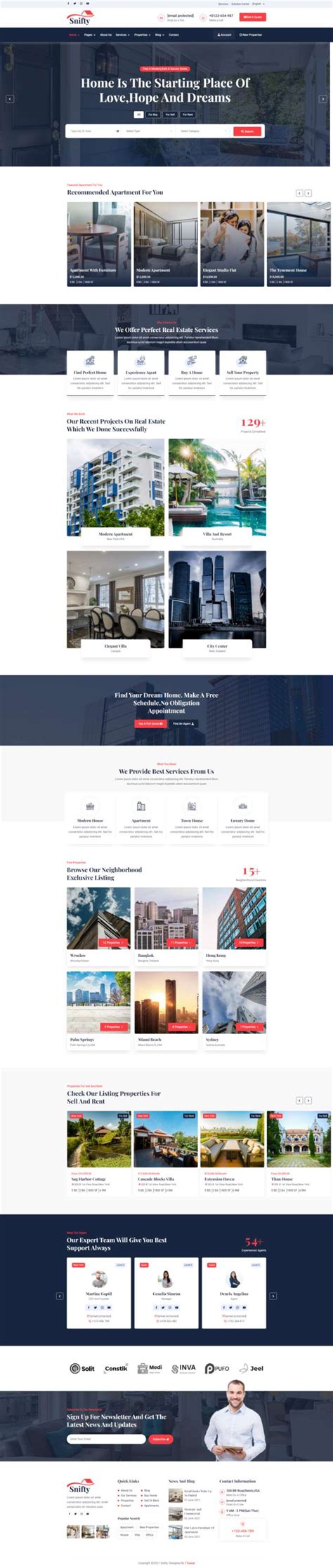 房地产公司网站设计，优质的房产销售网页模板-17素材网