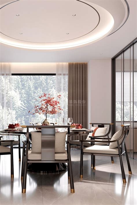 160m²现代轻奢三居室客餐厅装修效果图-深圳名雕高端家装