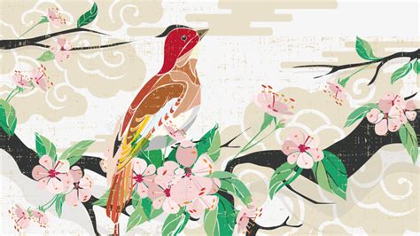 手绘古风花鸟头像女生版