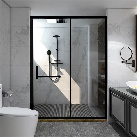 干湿分离淋浴房卫生间隔断淋浴间玻璃浴屏沐浴房一字形简易移门淋-淘宝网