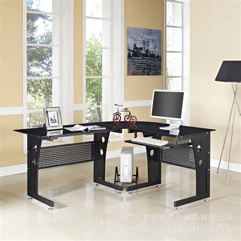 简约钢化玻璃电脑桌 L型电脑办公桌可定制转角书桌鼎新家具-阿里巴巴