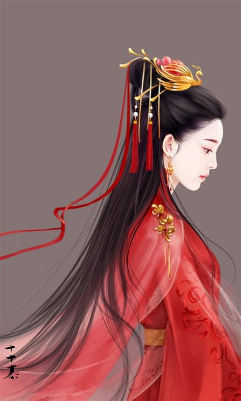 古风画女生红装头像图片