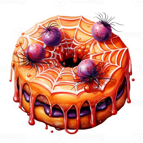 Watercolor Halloween Sweets Donut Clipart Illustration AI Generative ...