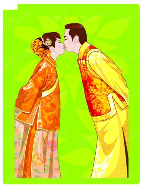 亲嘴中国古代婚礼插画AI素材免费下载_红动中国