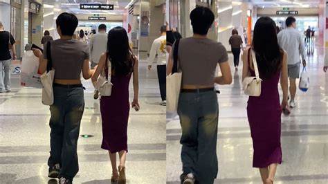 女生和男闺蜜手拉手逛商场，两人身材火辣打扮时尚，走路姿势吸睛_腾讯视频