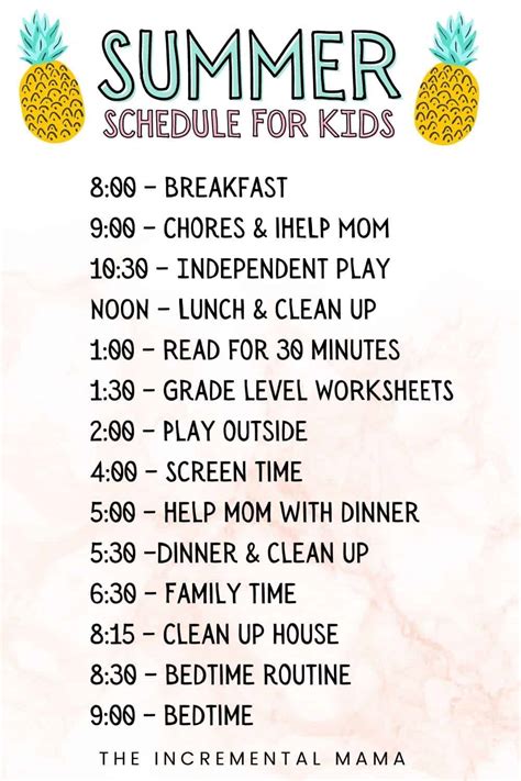 Example of a Summer Schedule for Kids That Will Inspire You!