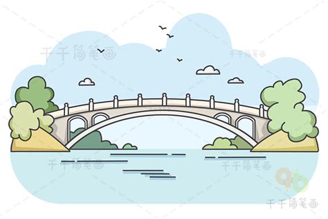 一步一步教我画桥,桥的简笔画简单,卢沟桥简单又好看的画_大山谷图库