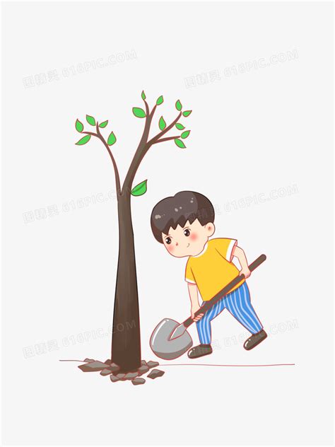 手绘男孩在植树图片免费下载_PNG素材_编号14ni877d7_图精灵
