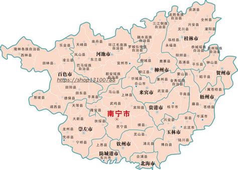 广西地图各市县,广西省52个县,广西放大_大山谷图库