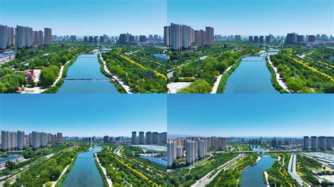 中国内蒙古呼和浩特小黑河沿岸航拍视频素材_ID:VCG2214531946-VCG.COM