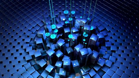 电脑设计蓝色的高清多维数据库立体展示科学技术素材设计
