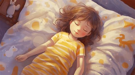 熟睡的女孩卡通插画背景图片下载_2912x1632像素JPG格式_编号138f6922v_图精灵