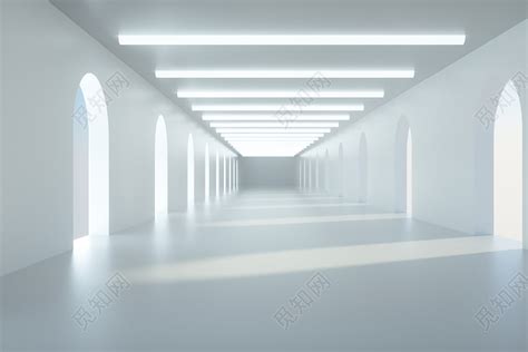 建筑现代未来主义技术白色背景渲染与人造低调照明，扩散材料与闪亮的反射高清摄影大图-千库网