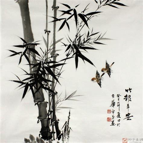 竹笋和竹子国画,画竹子水墨画,画竹子_大山谷图库