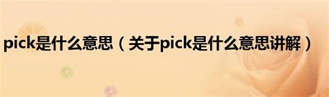 pick是什么意思（关于pick是什么意思讲解）_华夏智能网