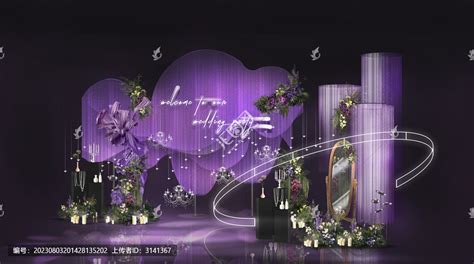 梦幻紫婚礼迎宾效果图,舞台设计,模型设计/效果图,设计模板,汇图网www.huitu.com