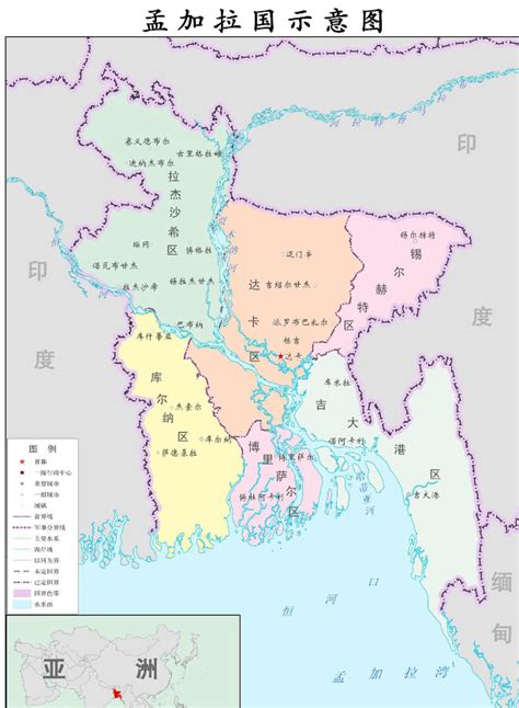 孟加拉国政区图高清 - 孟加拉国地图 - 地理教师网