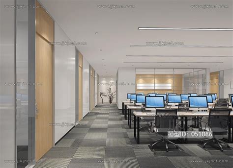 Z20-0622现代开敞办公室工位办公桌3d模型下载-【集简空间】「每日更新」
