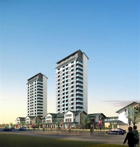 新中式高层商业住宅楼3dmax 模型下载-光辉城市