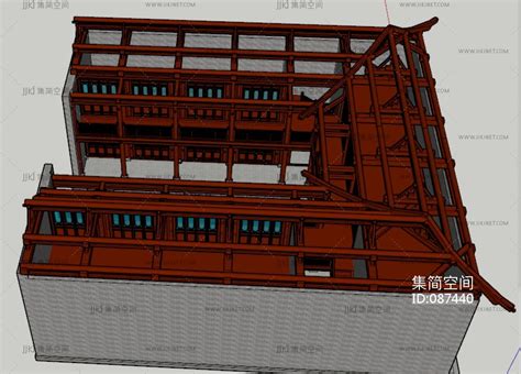 中式古建建筑屋檐su草图模型下载-【集简空间】「每日更新」