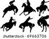 Cowboys On Horses Silhouettes On A White Background. Stock Vector ...