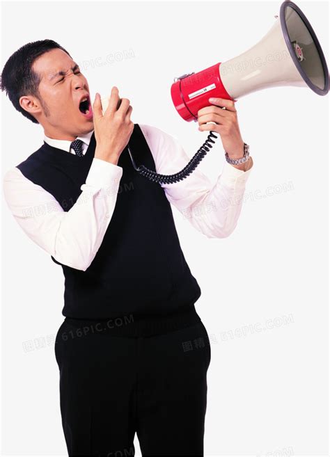 一个男人拿着大喇叭在喊图片免费下载_PNG素材_编号1pkiwkoe3_图精灵