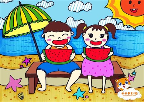 卡通手绘海洋儿童夏天暑期夏令营插画图片素材免费下载 - 觅知网